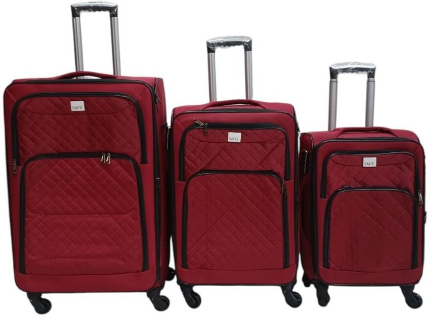 SMTE Piece Red Fabric Luggage Bag Set Expandable Soft Shell