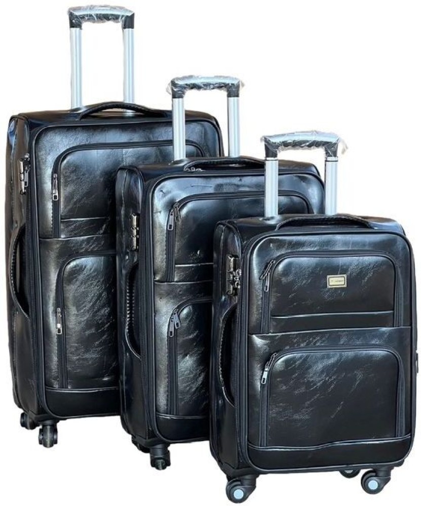 SMTE Le Emporer Luggage Set- Leather Pieces Suitcases Midnight