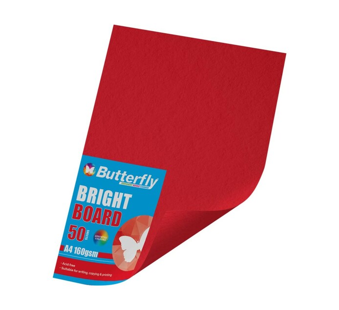 Butterfly A4 Bright Project Board 50 Sheets Red Makro