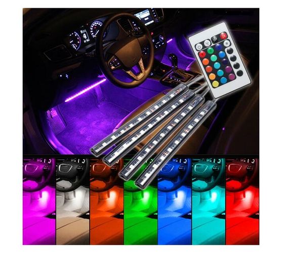 RGB Car Atmosphere Strip Light With Wireless Remote Control 9 LED
