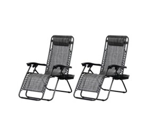 Terrace Leisure 2-Piece Gravity Lounger Set with 2 Drink Holders 
