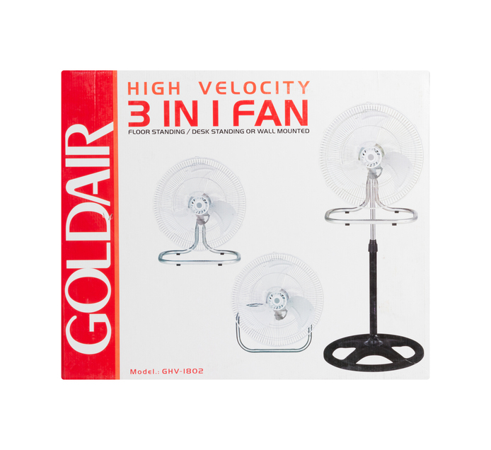 Goldair 45 cm 3-in-1 High Velocity Pedestal Fan 
