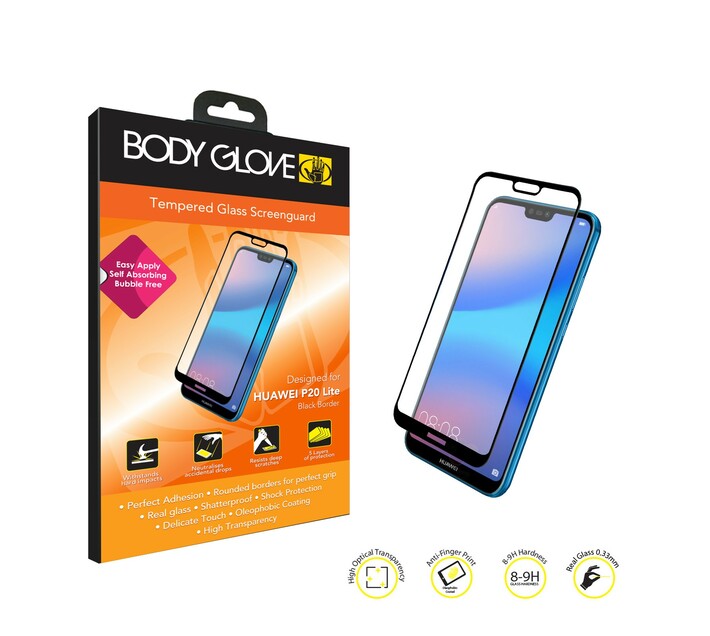 Body Glove Tempered Glass Screenguard - Huawei P20 Lite (Black Trim)