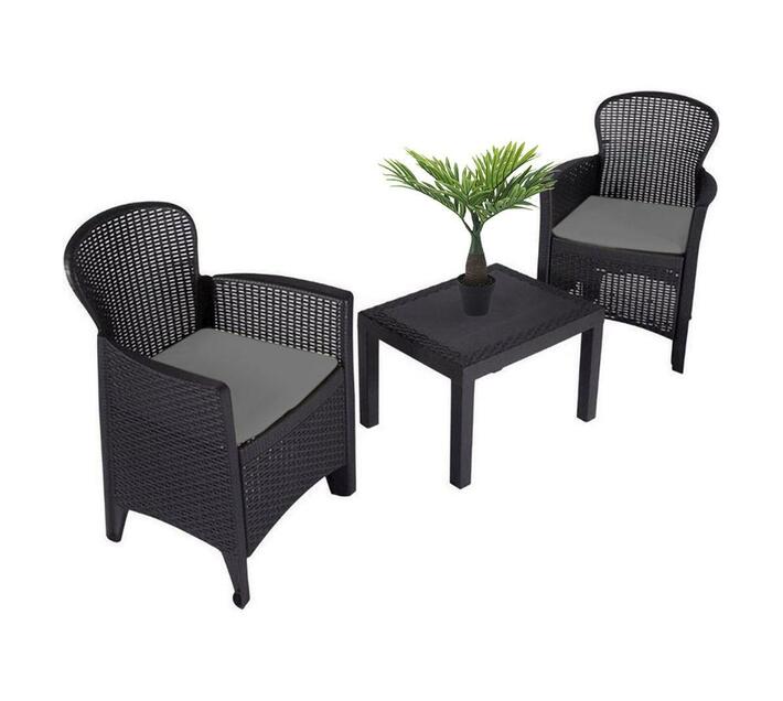 Italian Outdoor Furniture Set of 2 Chairs, 2 Pillows, 1 Table & Free Plant