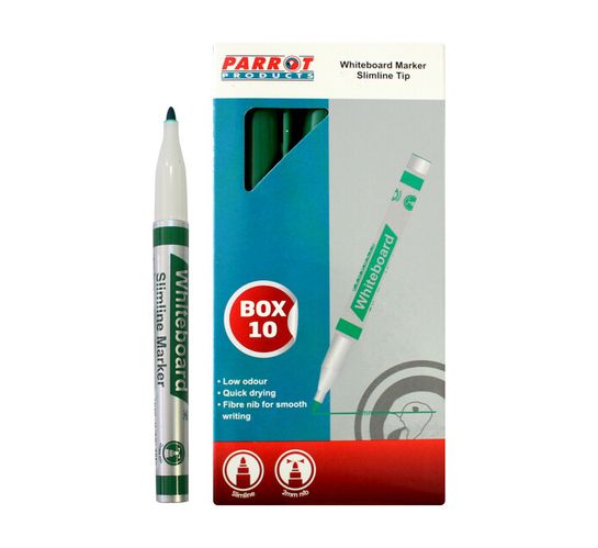 Parrot Products Slimline Whiteboard Marker Green 10-Pack 
