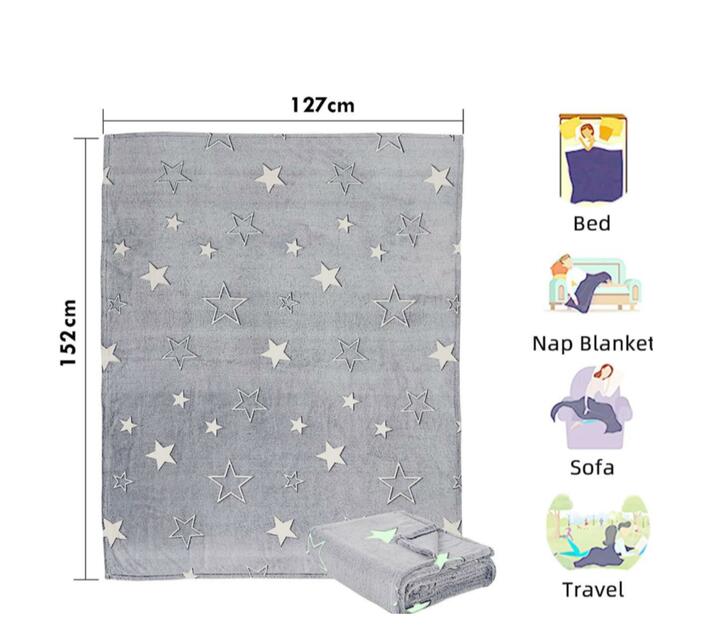 Glow In The Dark Children's Magic Blanket Grey Makro