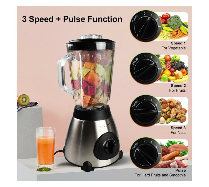 Royal Homeware 1.5L Blender 2 in 1 Stainless Steel Housing with Glass