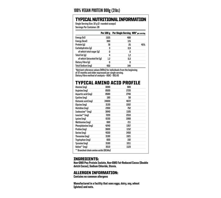 Nutritech 100 Vegan Protein (908g) Double Dutch Cocoa Makro