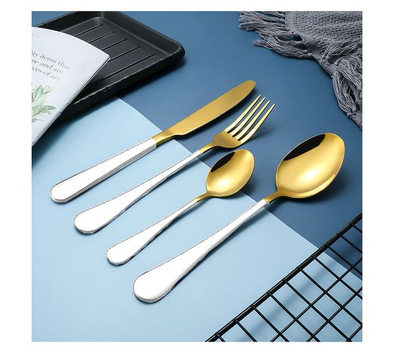 LMA Authentic Two-Tone Cutlery Dinner Set & PVC Pack - 24 Piece - White