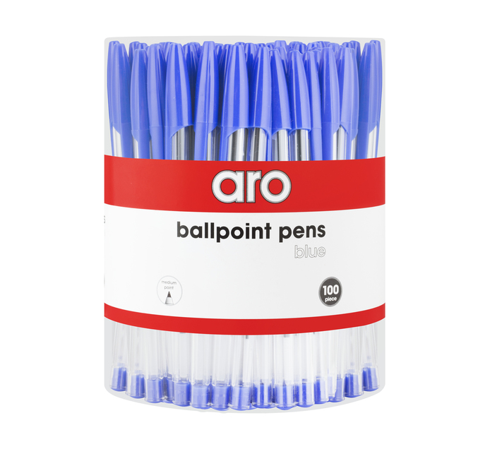ARO Stick Ballpoint Pen Blue 100 Pack Makro