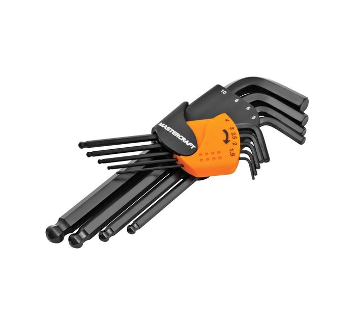 Mastercraft 9 PC Long Arm Folding Metric Hex Key Set Allen Keys