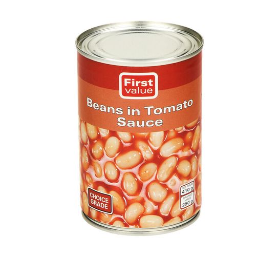 FIRST VALUE BEANS IN TOMATO SAUCE 410G