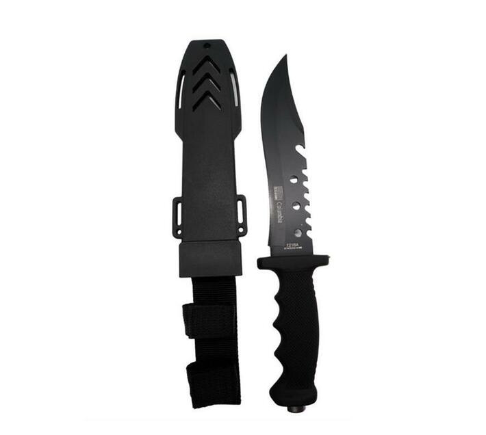 Black Dual Sided Hunting and Tactical Knife with Leg Holster 35cm Makro