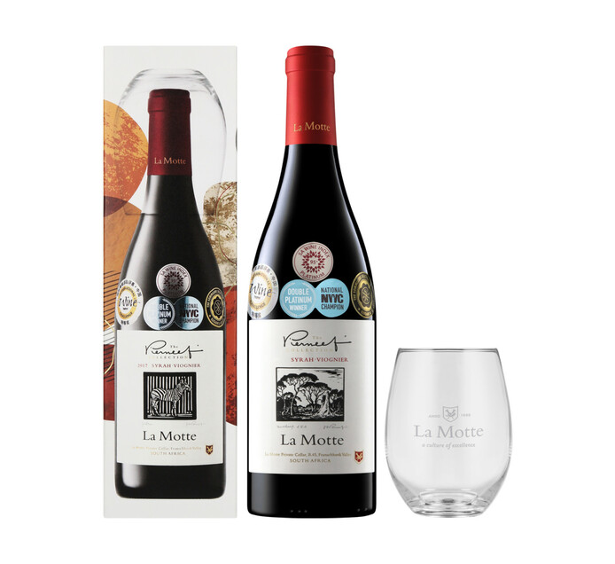 La Motte Pierneef Syrah / Viognier and Wine Glass Gift (6 x 750ml