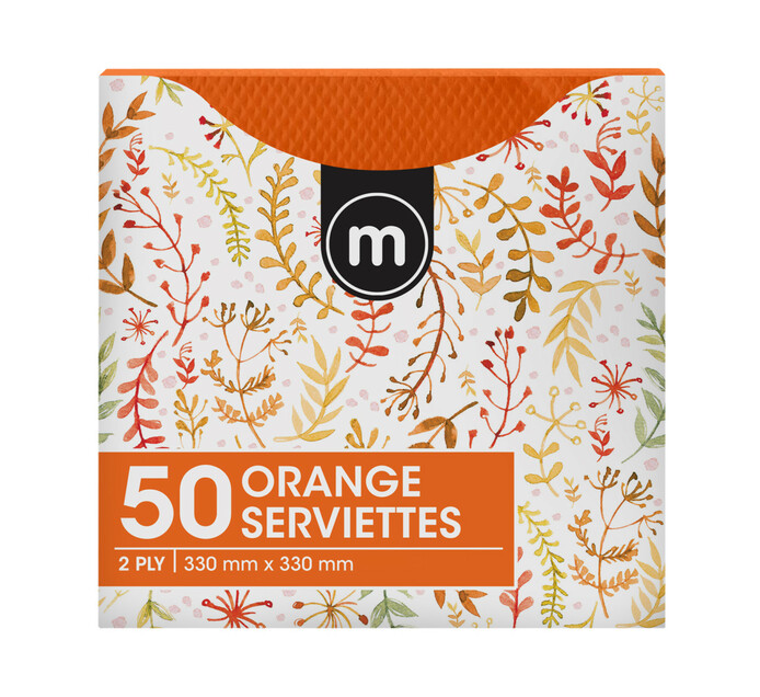M Serviettes 2Ply 330mmx330mm Orange (1 x 50's)