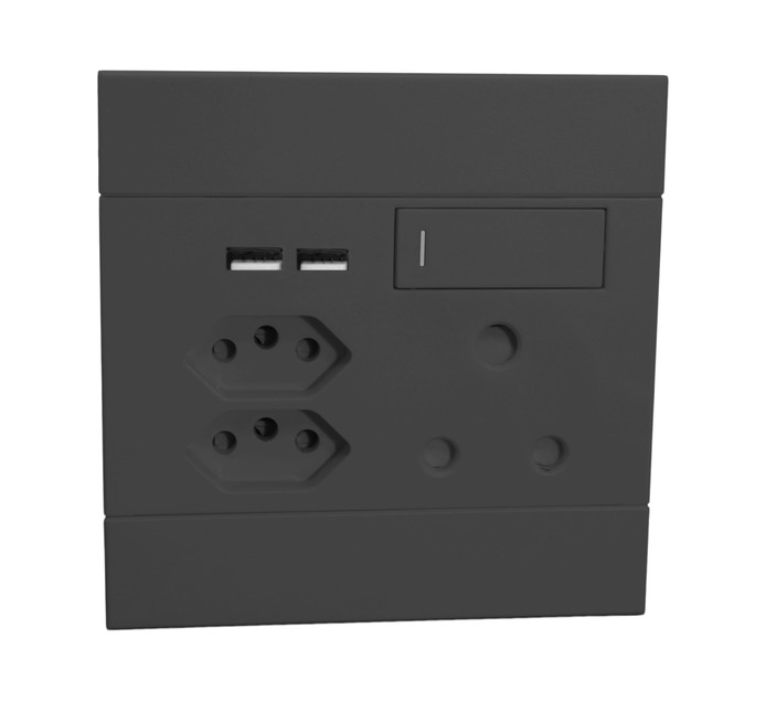 Major Tech 100 mm x 100 mm Veti 2 Euro USB Single Socket Black