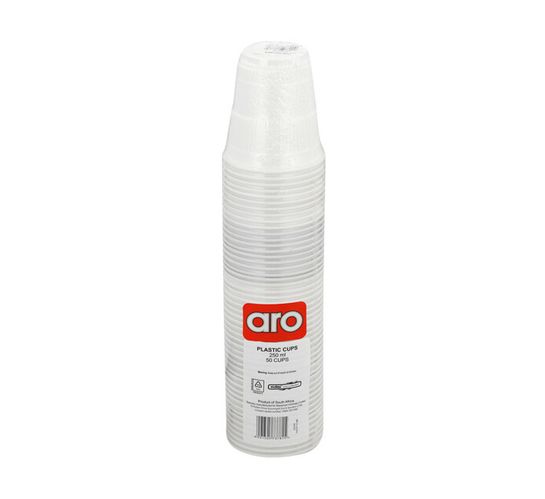 ARO Plastic Cups White 250ml (1 x 50)