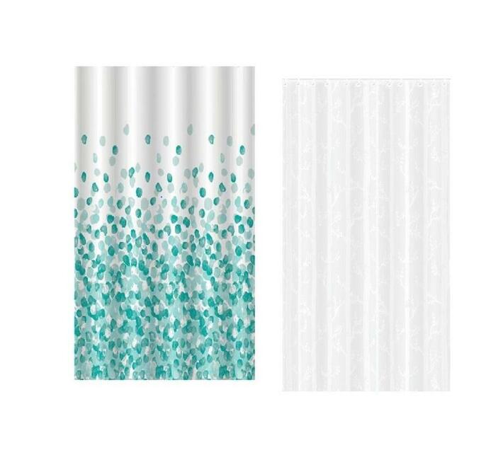 2 Shower Curtains Blue & White Makro