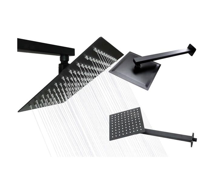 LMA Essentials Square S. Steel 20cm Shower Head & 40cm Arm Set Matte