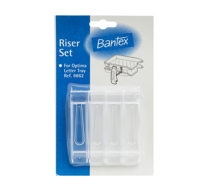 Bantex Optima Letter Tray Risers Clear 4Pack Makro