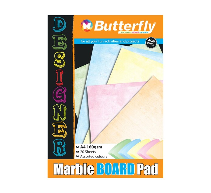 Butterfly A4 Bright Project Board 20 Sheets Coloured Paper