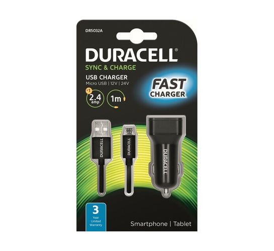 Duracell Duracell 2.4 Amp Micro Car Charger Black 