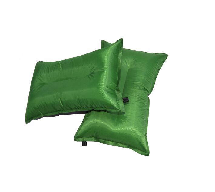 46x29cm Two Tone Green Self Inflating Camping Pillows & Headrests Set