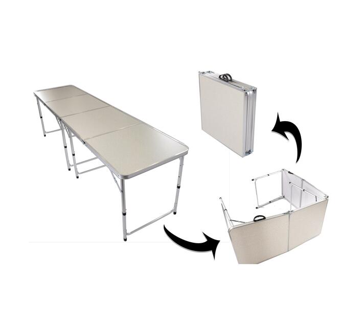 240x60cm Adjustable Height Cream Marbling Top Aluminium Frame Folding