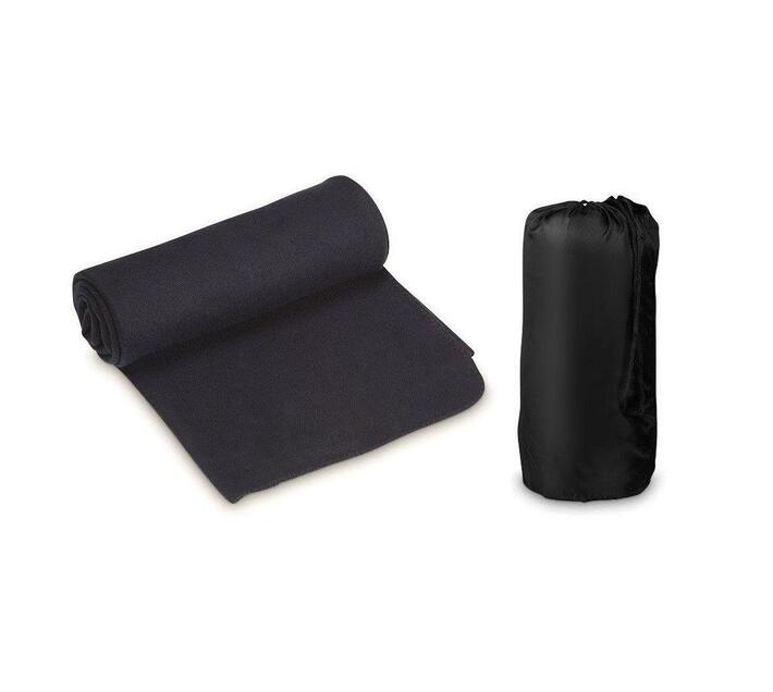 Cuddly Cosy Fleece Knee Blanket with Nylon Storage Bag Navy Blue Makro