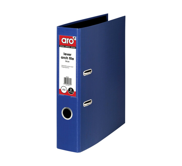 ARO A4 Polypropylene Lever Arch Files 2Pack Blue Makro