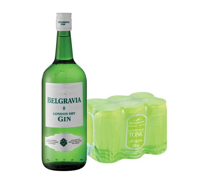 Belgravia London Dry Gin with Elderflower Tonic Hall & Bramley 6 x 200