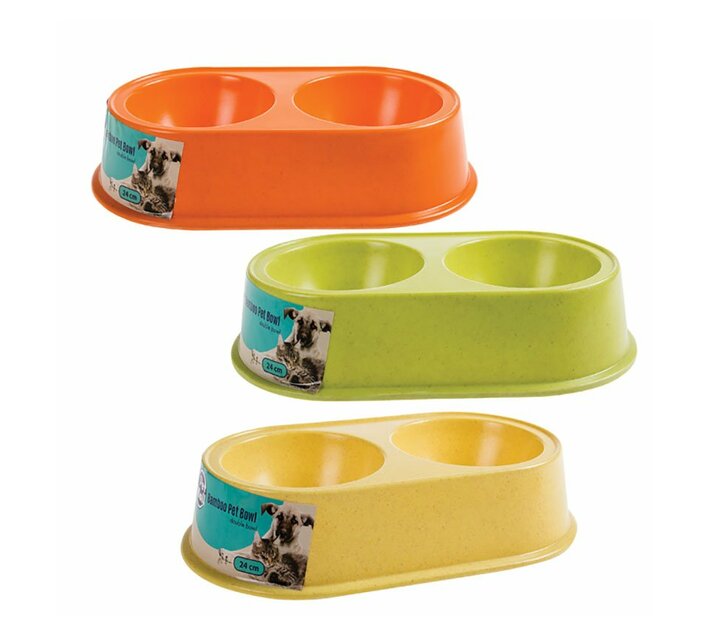 Pet Dog/Cat Bowl Made from Bamboo Double 24cm (Pack of 3)