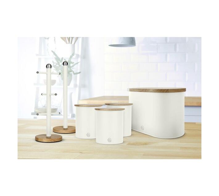 Swan Nordic White Bread Bin with Cutting Board Makro