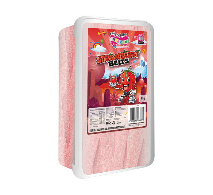 Sweets From Heaven Liquorice Tub Strawberry Belts (1 kg) Makro