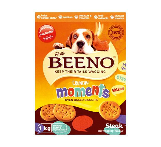 BEENO DOG BISCUITS 1KG, STEAK LARGE