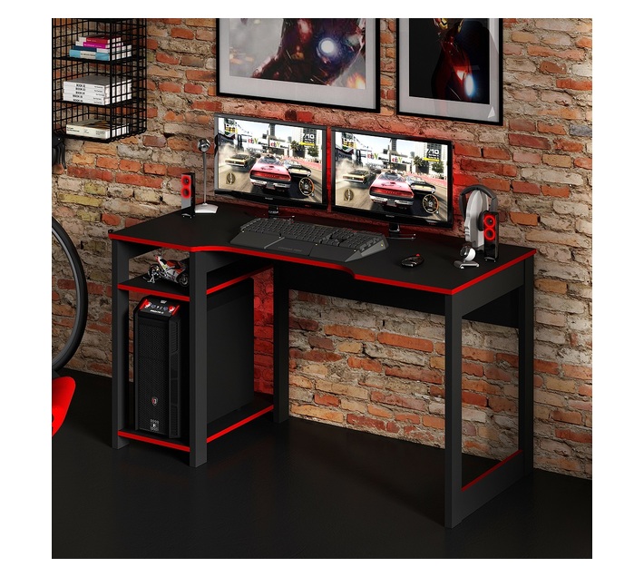 Gaming Desk Black/Red Makro