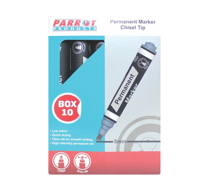 Parrot Products Chisel Tip Permanent Markers Black 10-Pack 
