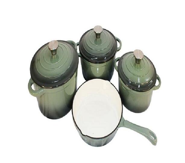 7 Piece Cast Iron Pots Forest Green Makro