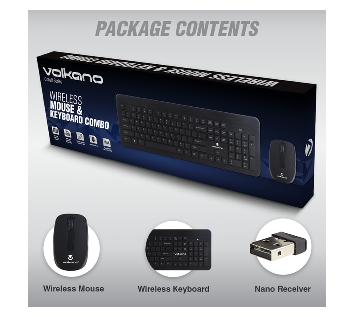Volkano Cobalt Series Wireless Keyboard and Mouse Combo Makro