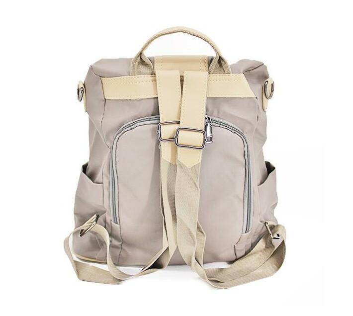 Ladies 3Way WaterResistant AntiTheft Backpack Grey and Beige Makro