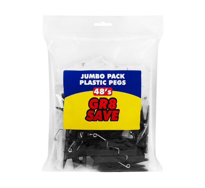 Gr8 Save 48 Pack Jumbo Plastic Pegs 