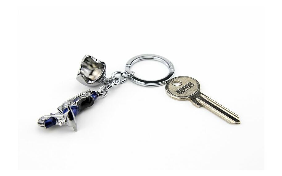 Troika Key-ring with 2 Charms Key Cruising Motorbike Blue and Silver