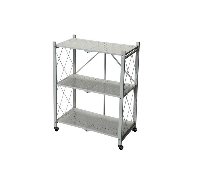 Fine Living Foldable Storage rackWhite Metal 3 La Makro