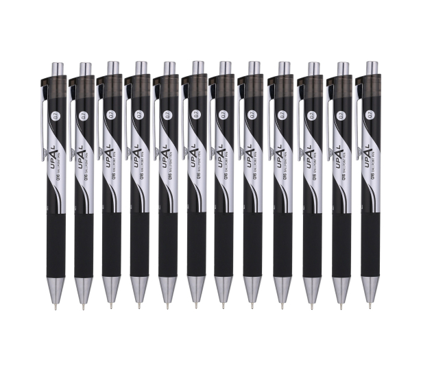 Deli UPAL Retractable Ballpoint Pen 0.7mm Tip Black Set of 12 Q16