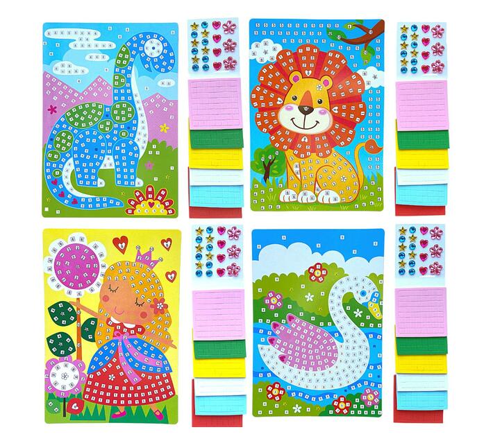 Foam Mosaic Kids Art Craft Kit Everyone's Favourites 4 Pack Kit Makro