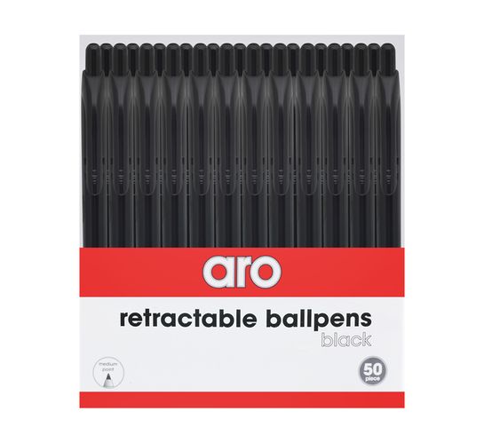 ARO Retractable Medium Ballpoint Pen (50 Pack) 