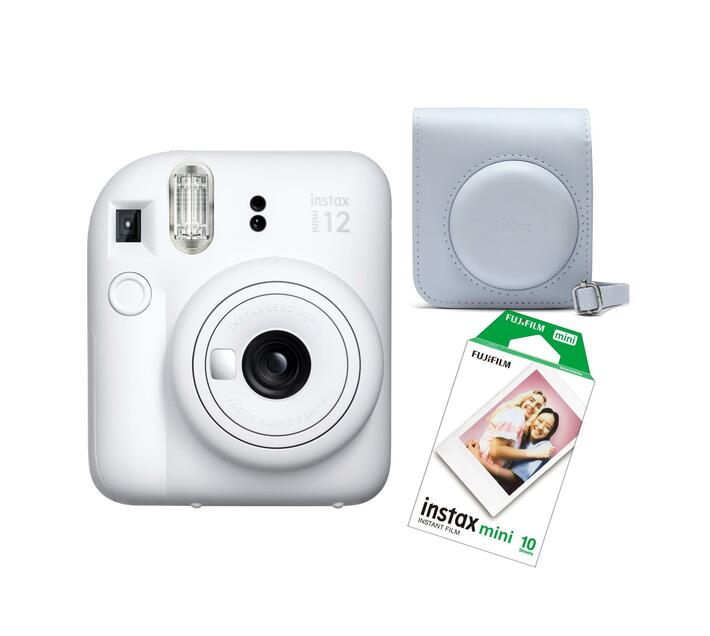 Instax Cam mini 12 Clay White Kit 3 (cam, 1 film, case Makro