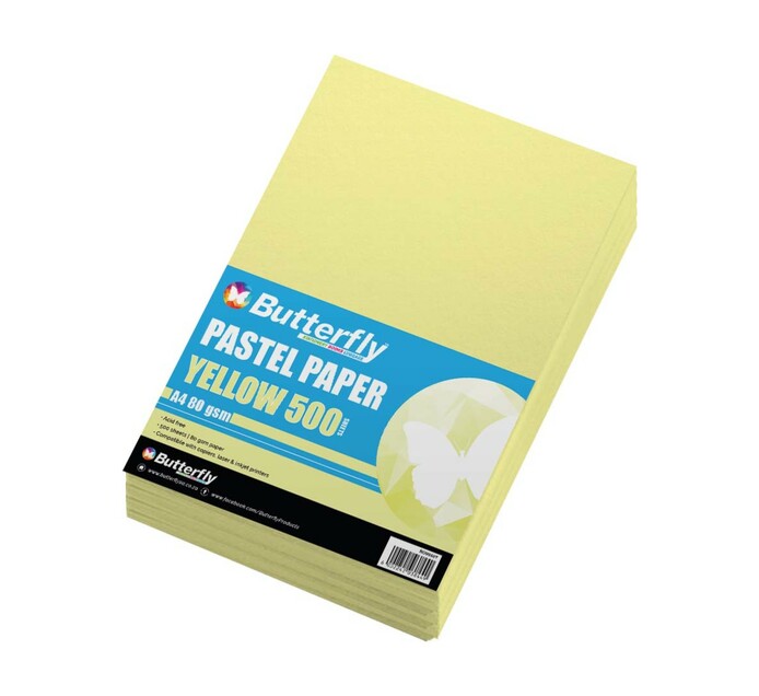 Butterfly A4 Paper (500 Sheet) Pastel Yellow Makro