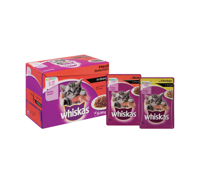 Whiskas Cat Food Multipack Pouch Meat Selection in Gravy (12 x 85g) Makro