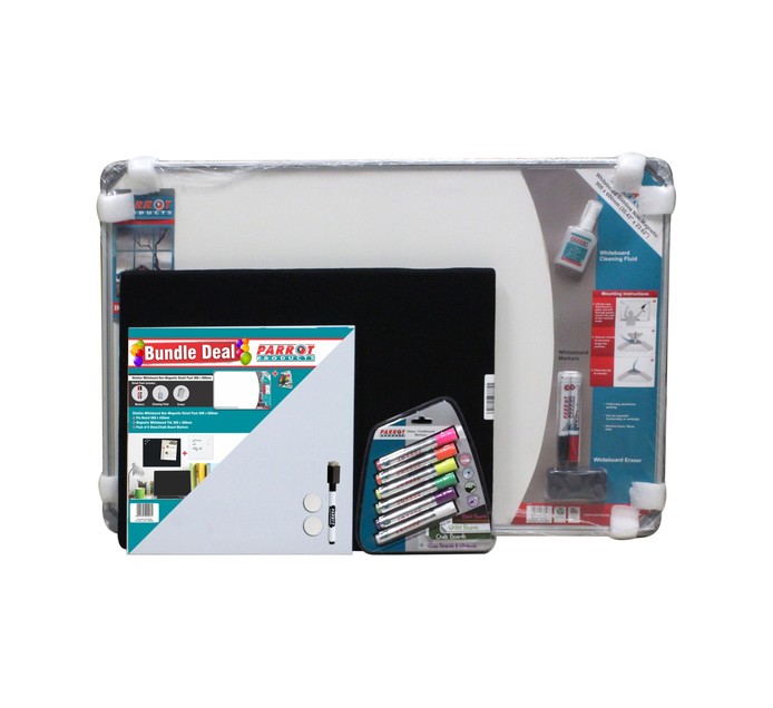 Parrot 900 x 600 mm Slimline Whiteboard Bundle Makro
